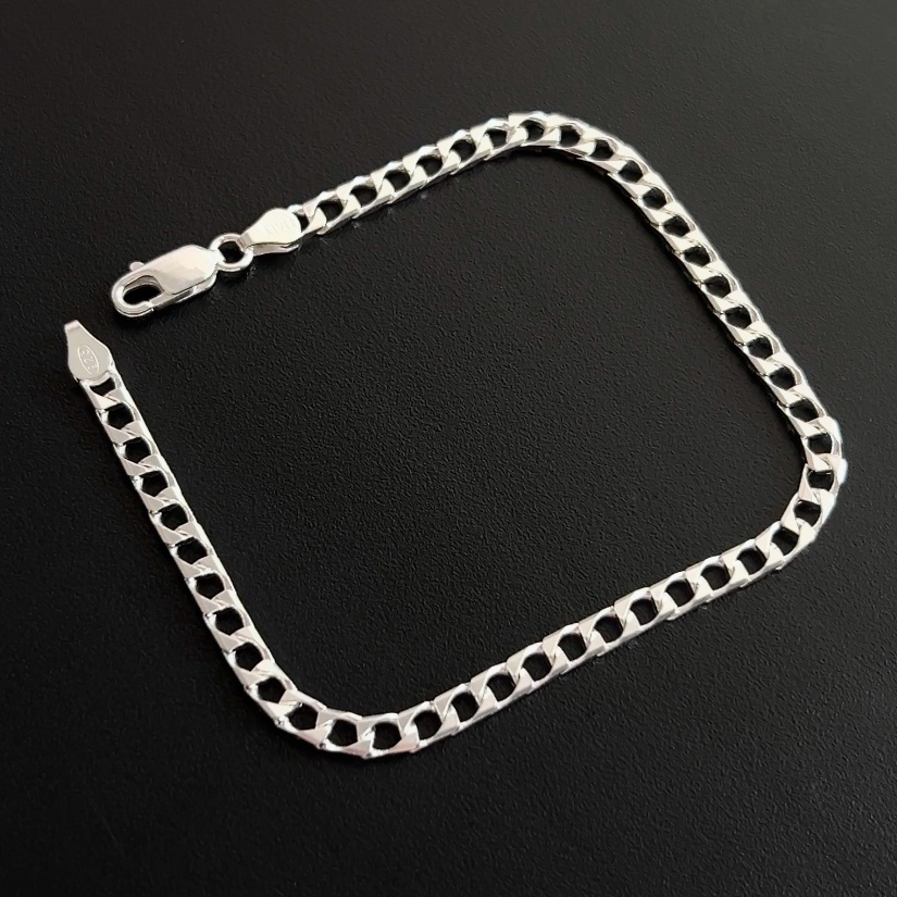 925 Ayar Gümüş Kare Gurmet Zincir Bileklik 3 mm