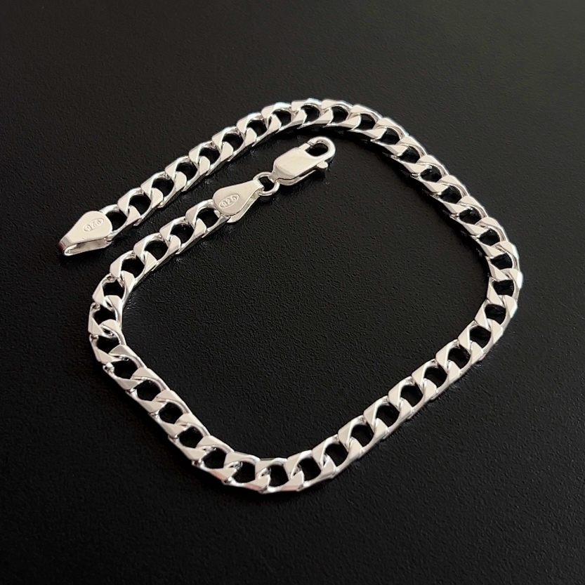 925 Ayar Gümüş Kare Gurmet Zincir Bileklik 4 mm