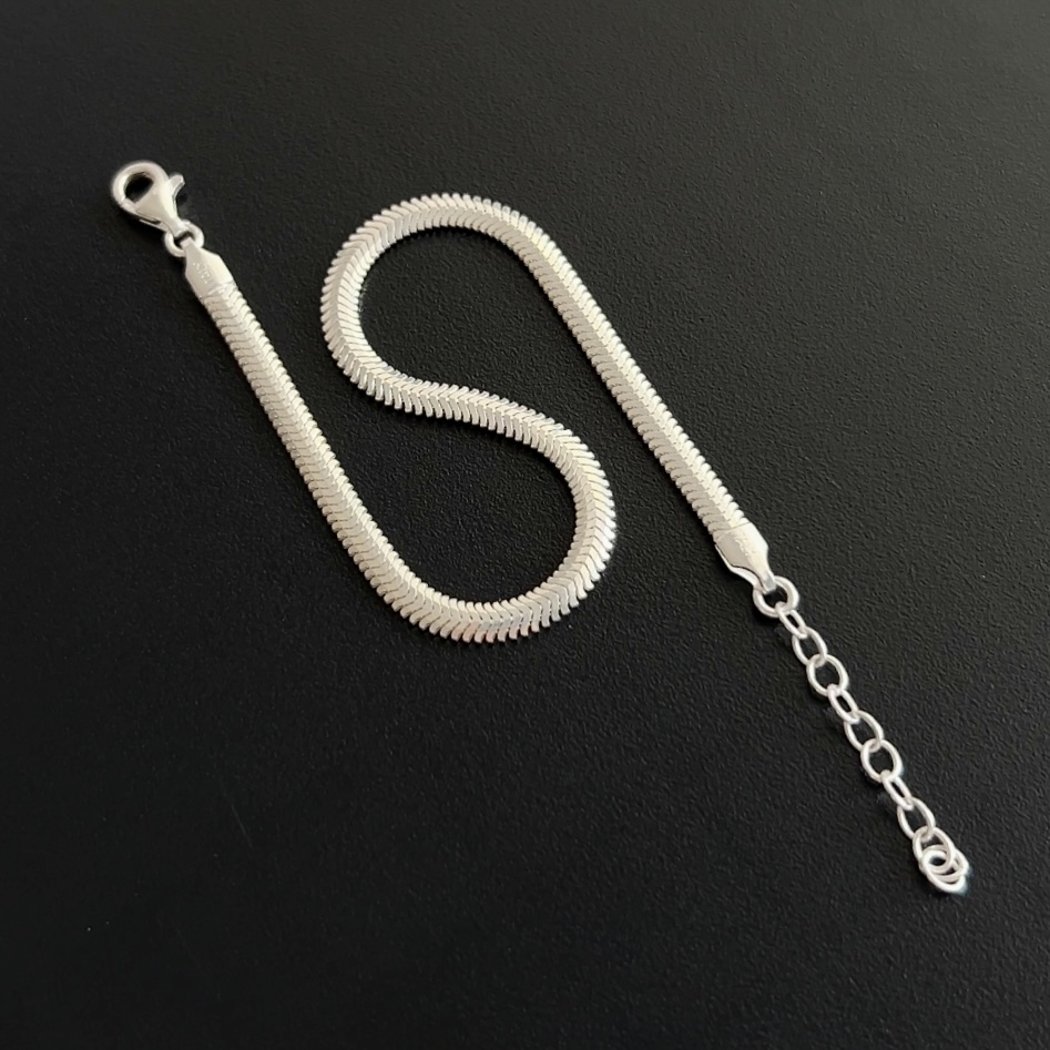 925 Ayar Gümüş Balık Sırtı Zincir Bileklik 3 mm