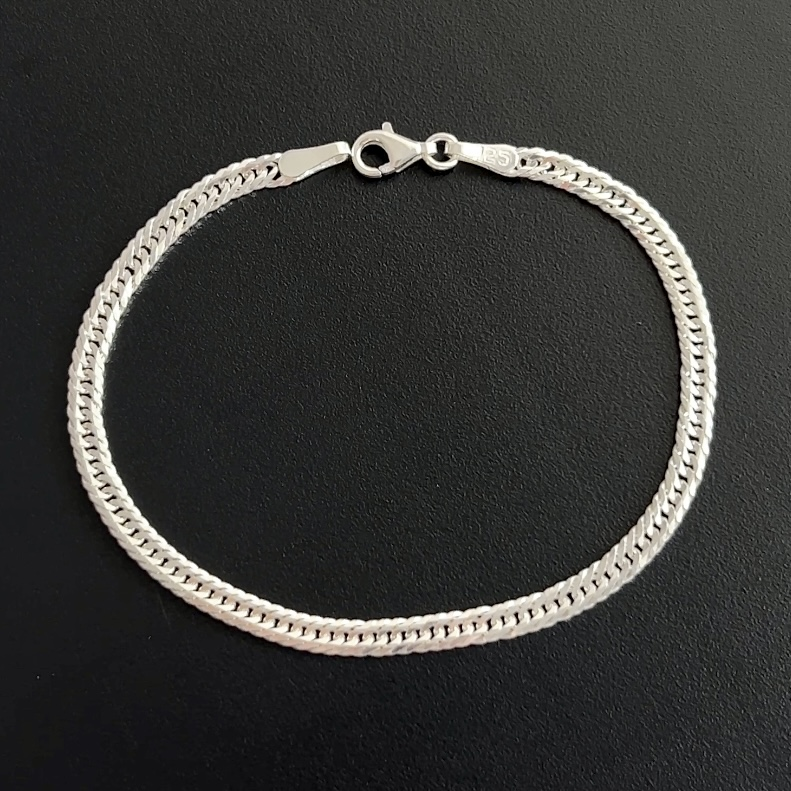 925 Ayar Gümüş Sık Dokulu Zincir Bileklik 3 mm