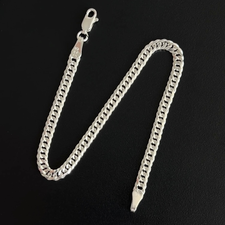 925 Ayar Gümüş Sık Dokulu Zincir Bileklik 4 mm