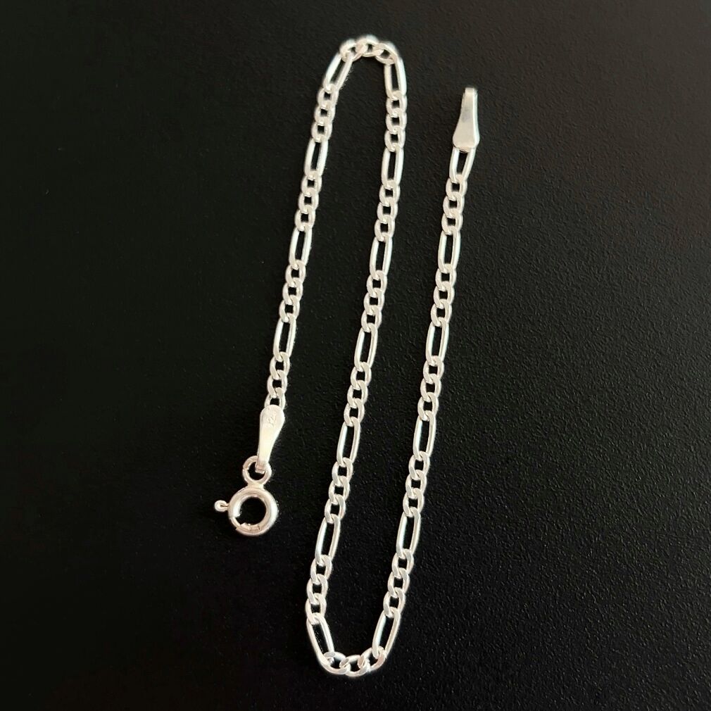 925 Ayar Gümüş Figaro Zincir Bileklik 2 mm