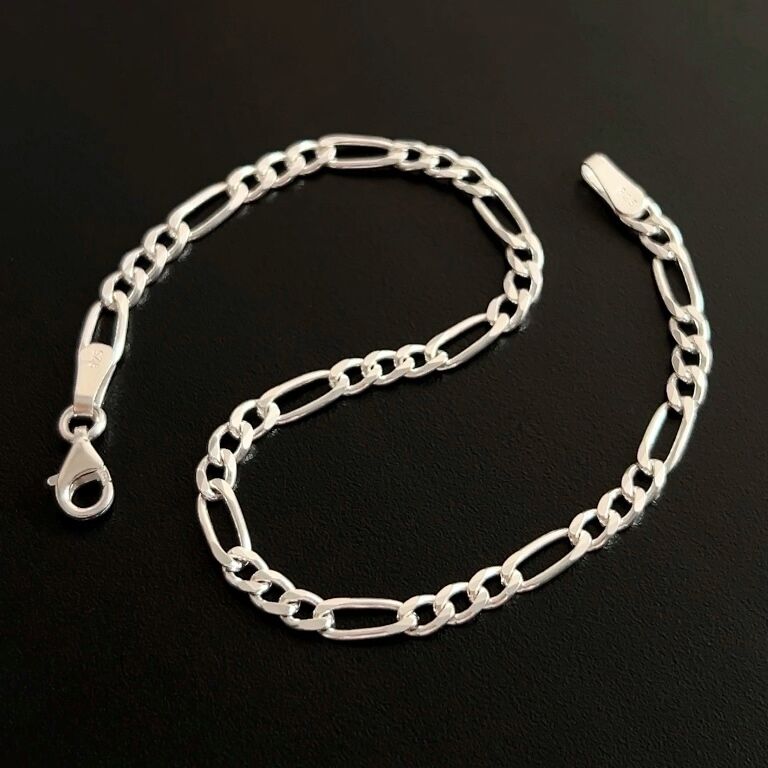 925 Ayar Gümüş Figaro Zincir Bileklik 3,5 mm