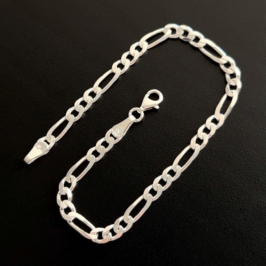 925 Ayar Gümüş Figaro Zincir Bileklik 4 mm