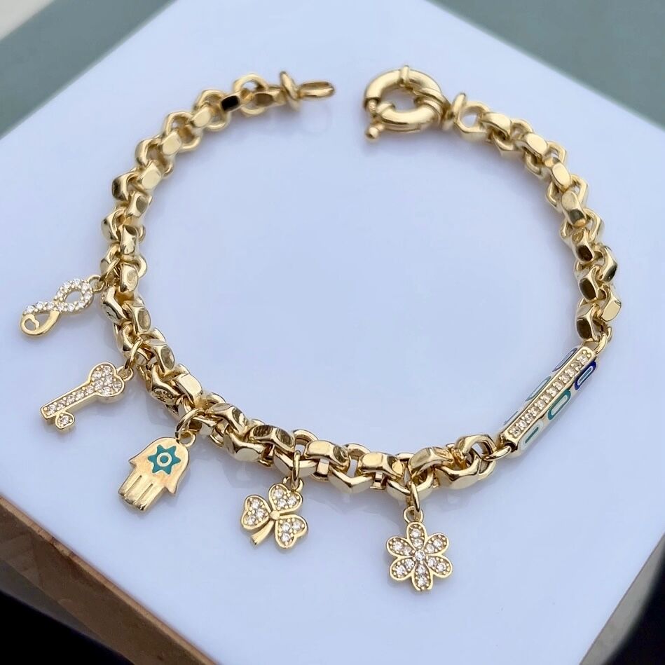 925 Ayar Gümüş Altın Kaplama Çarmlı Bileklik