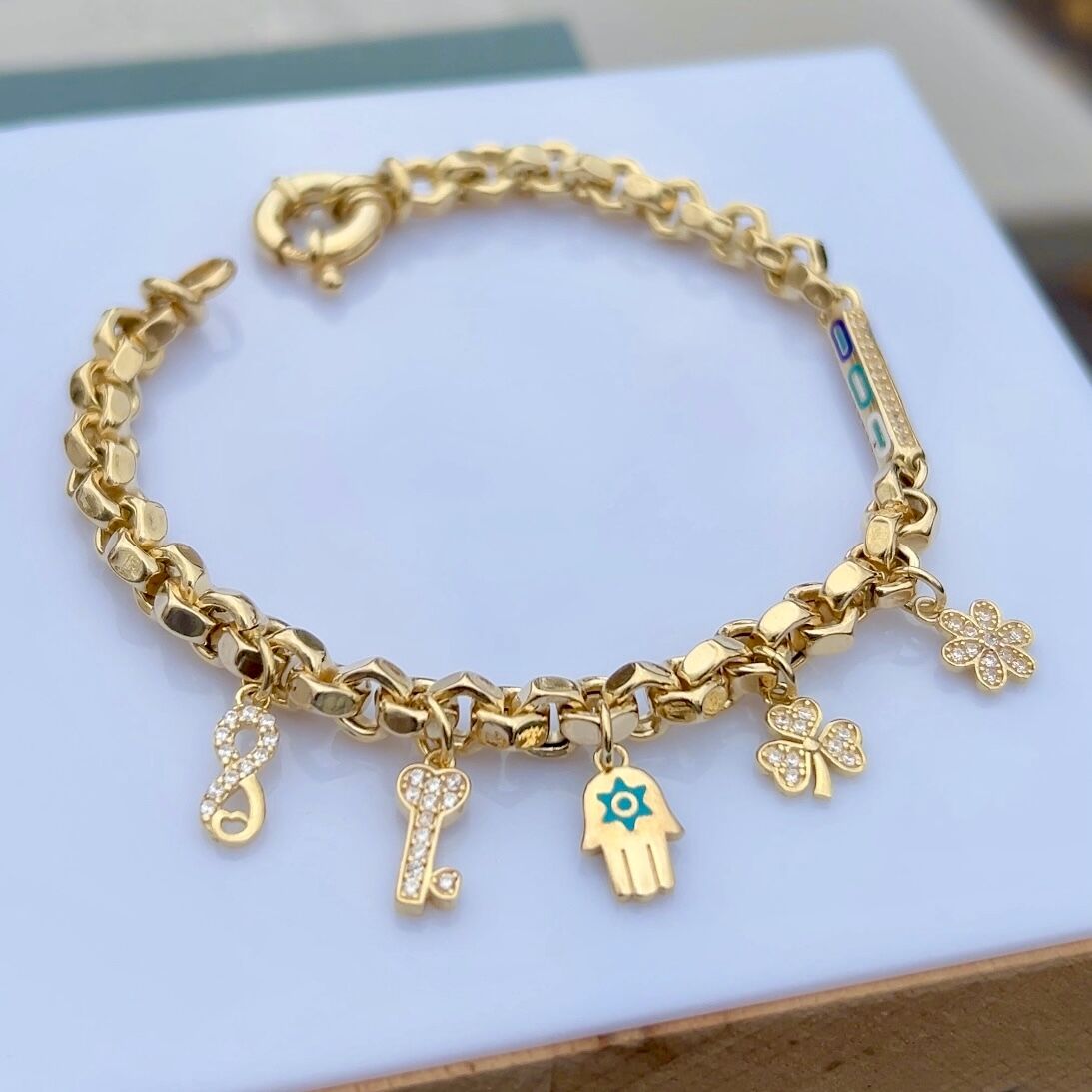 925 Ayar Gümüş Altın Kaplama Çarmlı Bileklik