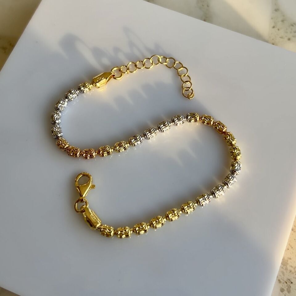 925 Ayar Gümüş Dalga Desenli Silindir Dorikalı Bileklik