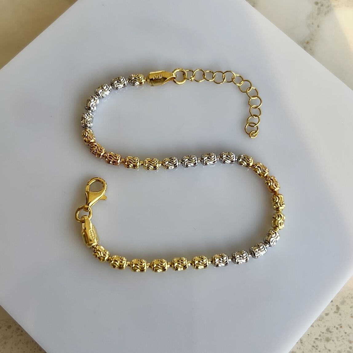 925 Ayar Gümüş Dalga Desenli Silindir Dorikalı Bileklik