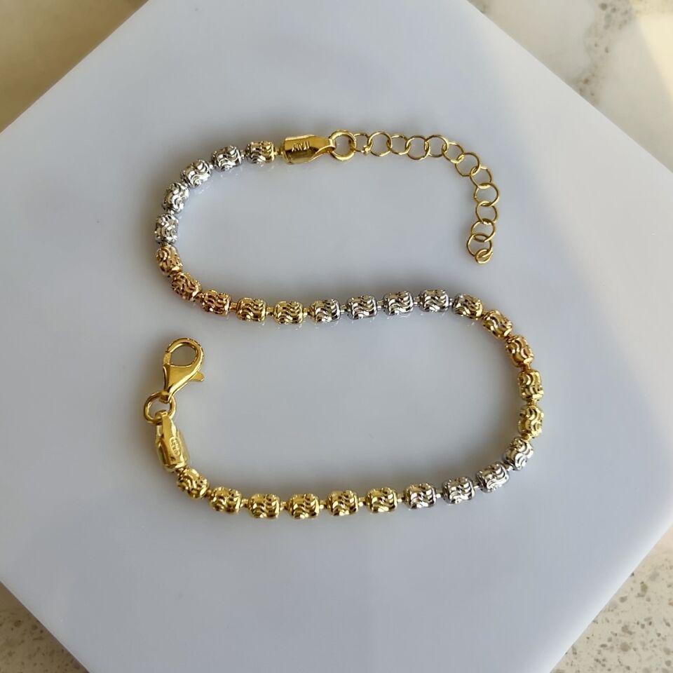 925 Ayar Gümüş Dalga Desenli Silindir Dorikalı Bileklik