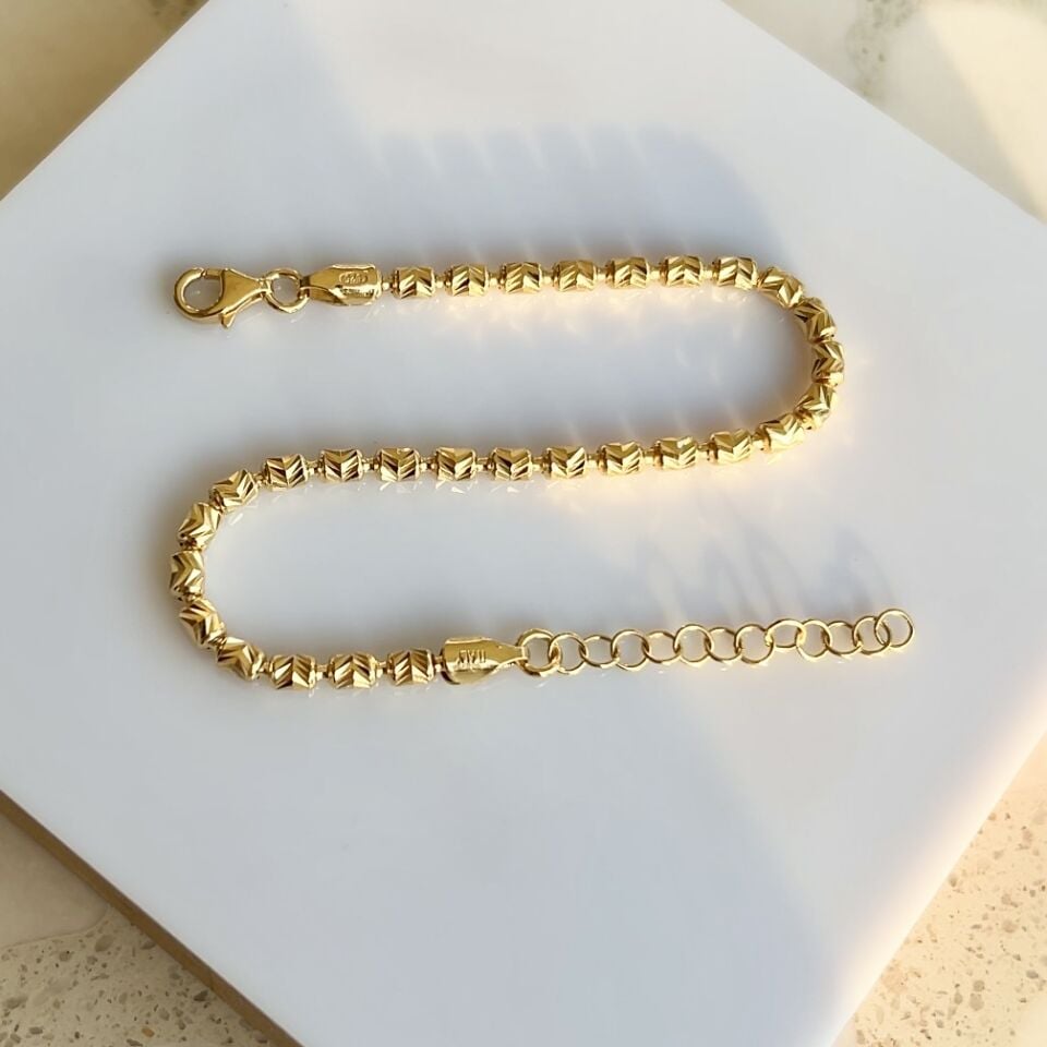 925 Ayar Gümüş Zikzak Desenli Silindir Dorikalı Bileklik