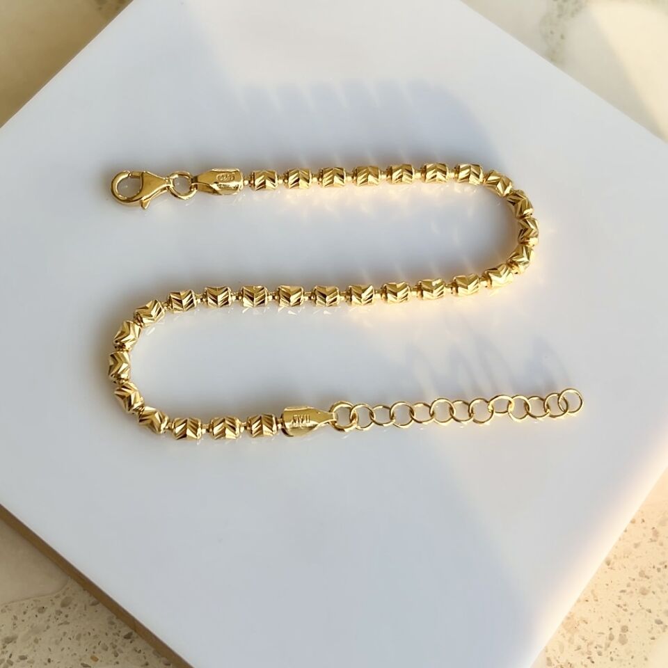 925 Ayar Gümüş Zikzak Desenli Silindir Dorikalı Bileklik