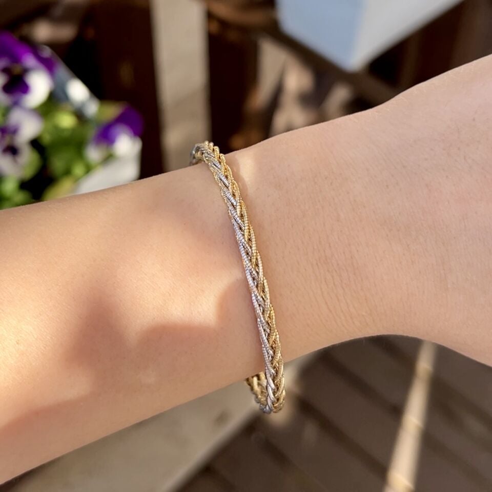 925 Ayar Gümüş Sık Dokulu Örgü Bileklik