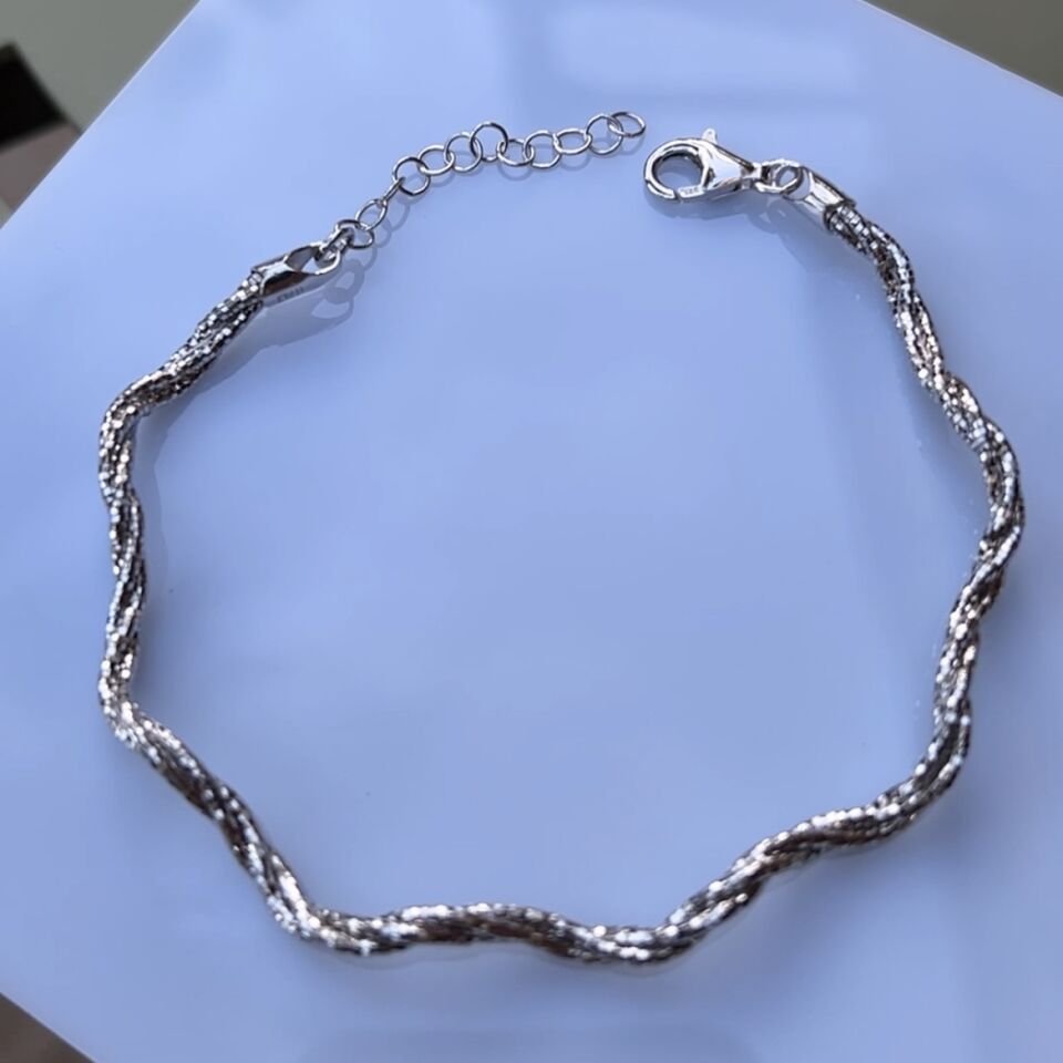 925 Ayar Gümüş Dalgalı Bileklik