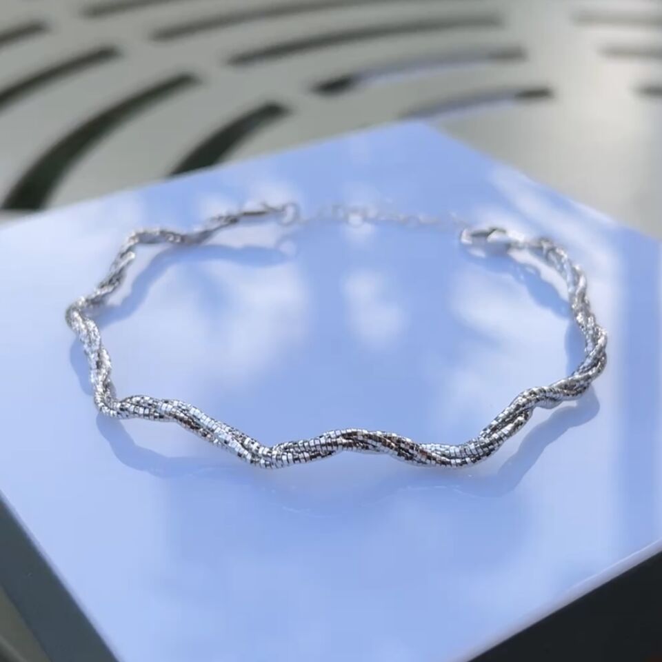 925 Ayar Gümüş Dalgalı Bileklik