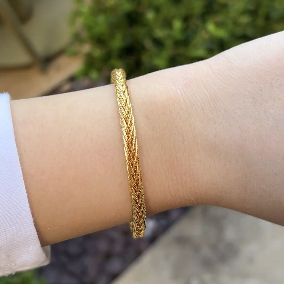 925 Ayar Gümüş Altın Kaplama Sık Dokulu Örgü Bileklik