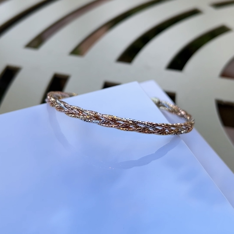 925 Ayar Gümüş 3 Renk Kaplamalı Örgü Bileklik