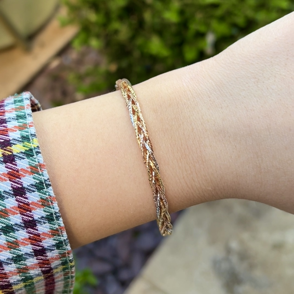 925 Ayar Gümüş 3 Renk Kaplamalı Örgü Bileklik