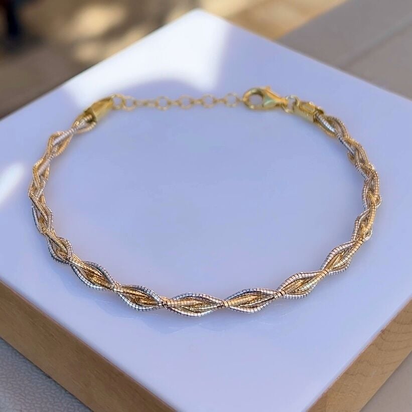 Altın Kaplamalı Sarmal Bileklik 925 Ayar Gümüş