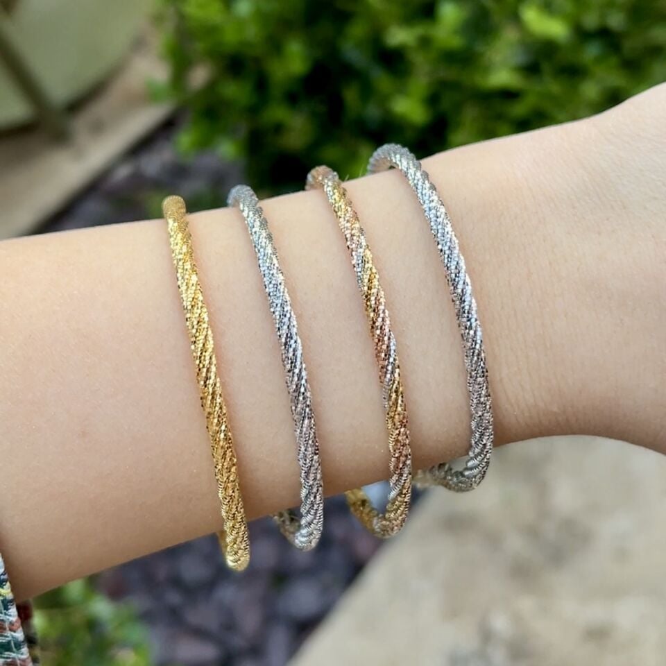 925 Ayar Gümüş Altın Kaplama Sarmal Bileklik