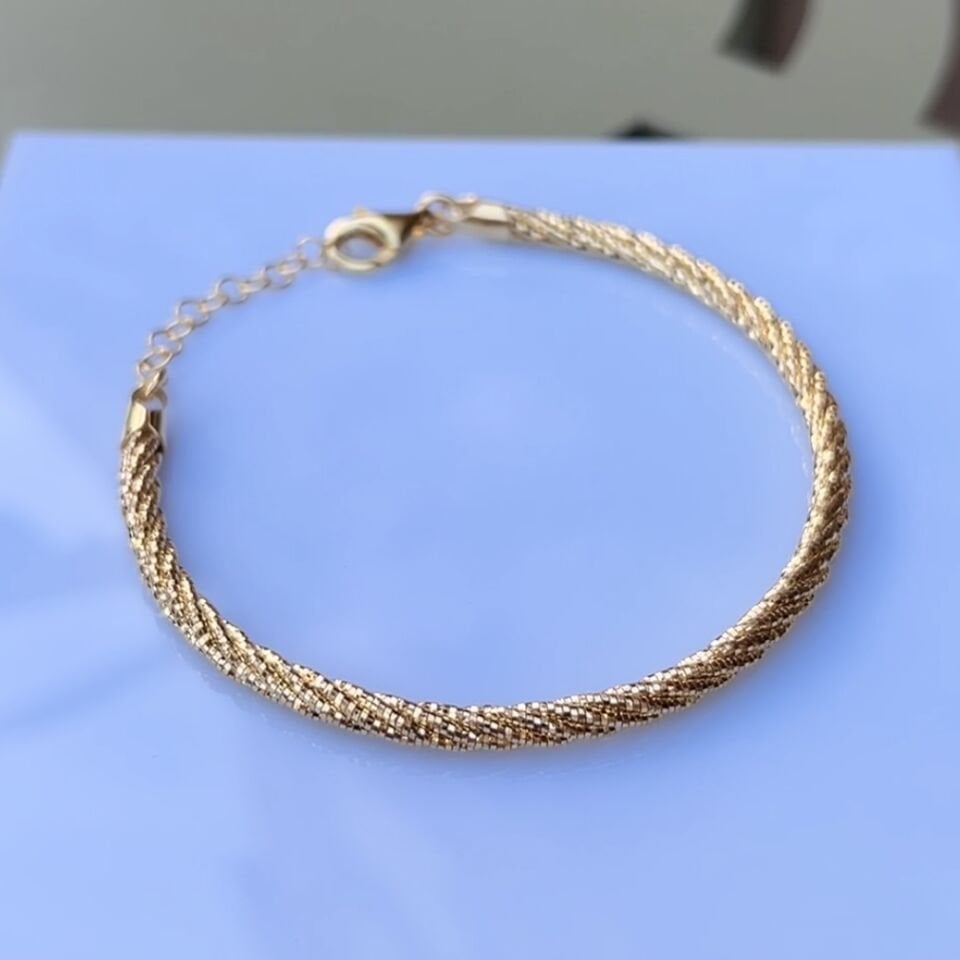 925 Ayar Gümüş Altın Kaplama Sarmal Bileklik