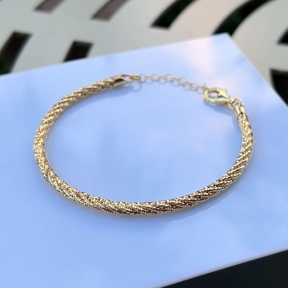 925 Ayar Gümüş Altın Kaplama Sarmal Bileklik