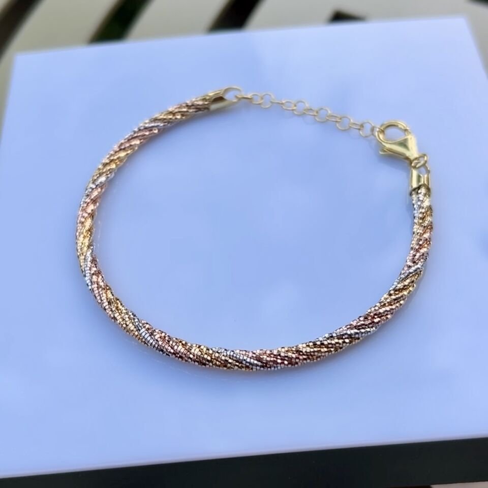 925 Ayar Gümüş 3 Renkli Sarmal Bileklik