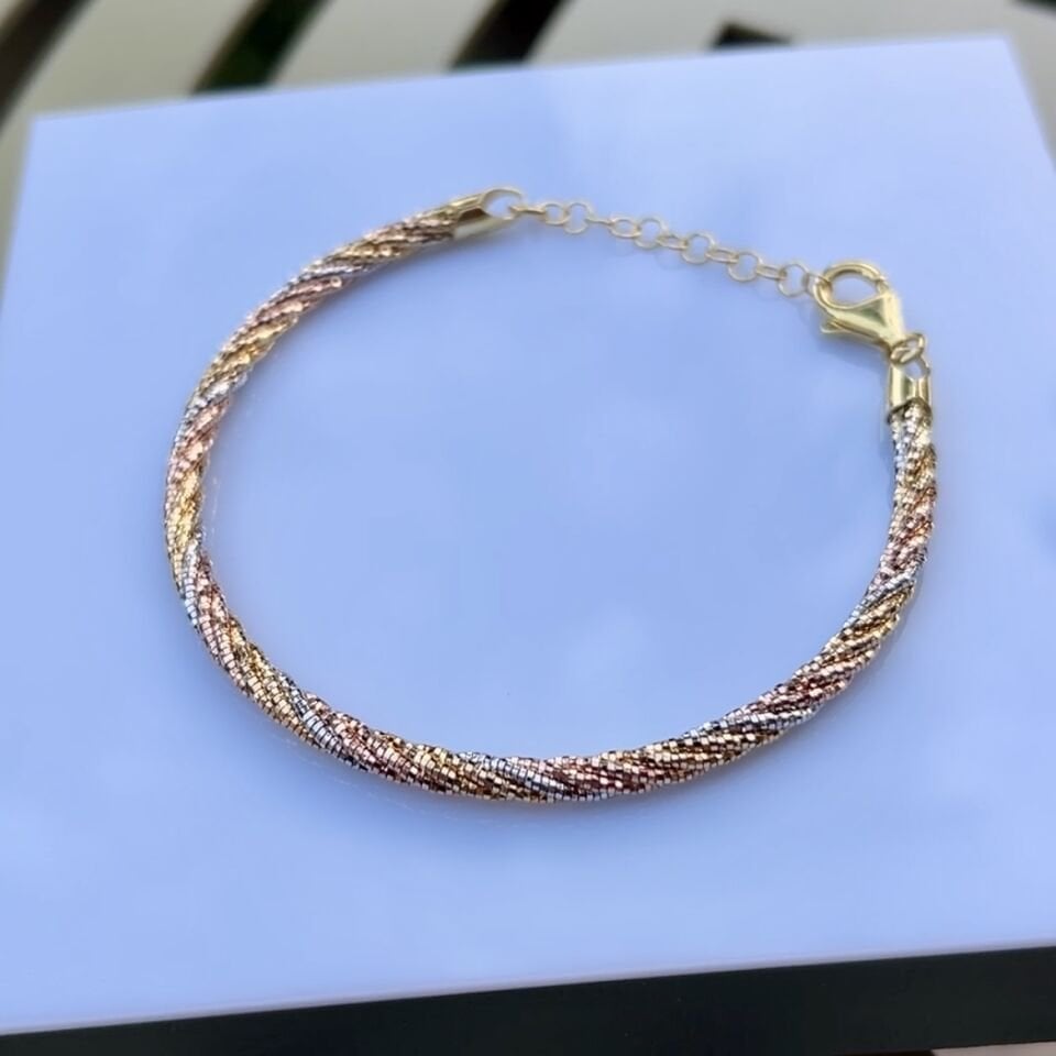 925 Ayar Gümüş 3 Renkli Sarmal Bileklik