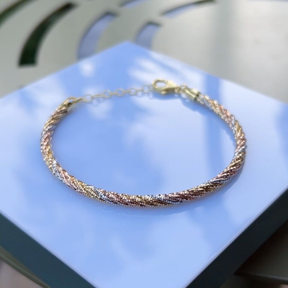 925 Ayar Gümüş 3 Renkli Sarmal Bileklik