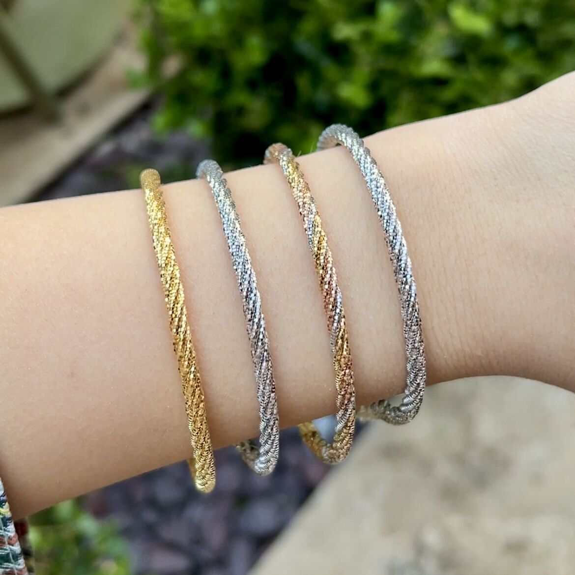 925 Ayar Gümüş 3 Renkli Sarmal Bileklik