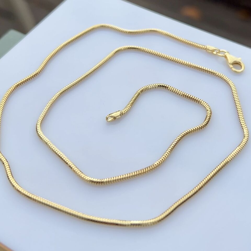 925 Ayar Gümüş Altın Kaplama Yılan Zincir Kolye