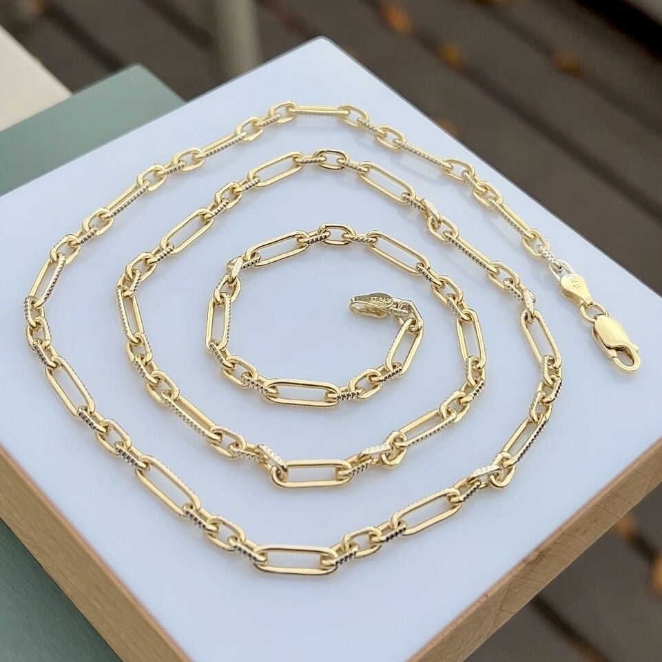 925 Ayar Gümüş Altın kaplama Ataç Zincir Kolye