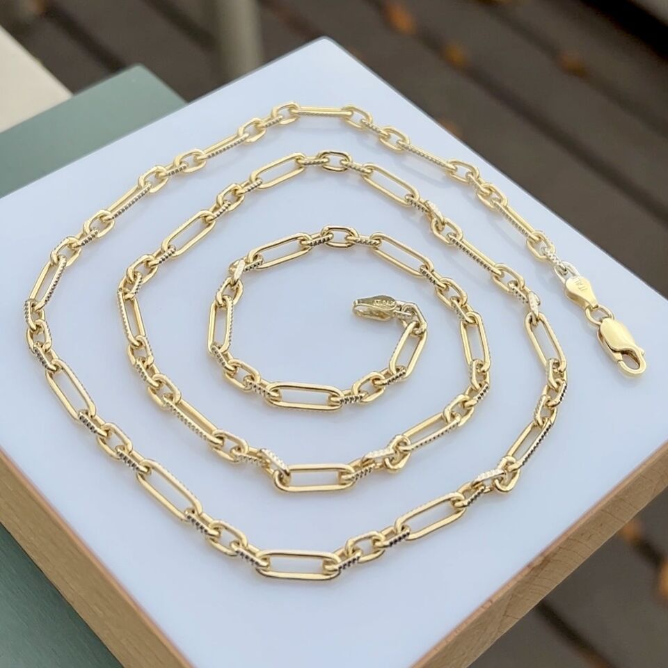 925 Ayar Gümüş Altın kaplama Ataç Zincir Kolye