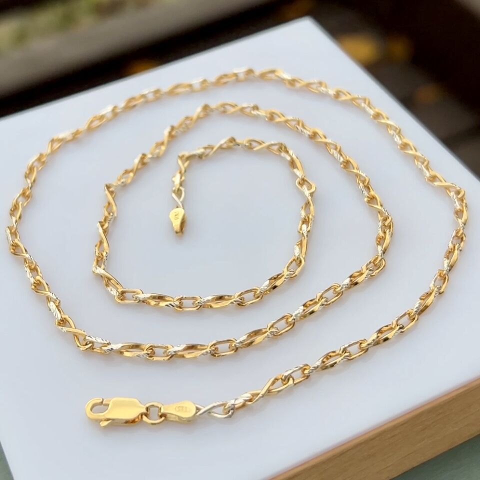 925 Ayar Gümüş Altın Kaplama Sonsuzluk Zincir Kolye