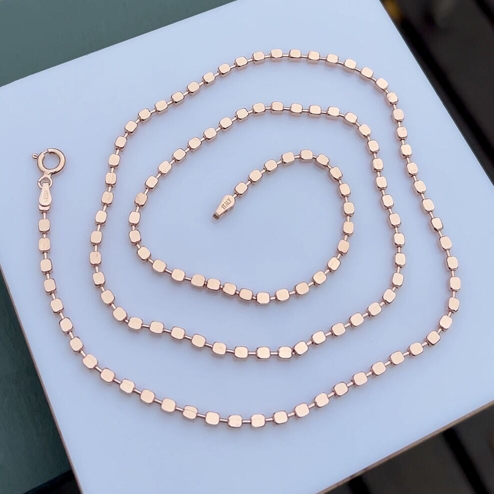 925 Ayar Gümüş Rose Gold Kaplama Küp Zincir Kolye 2 mm