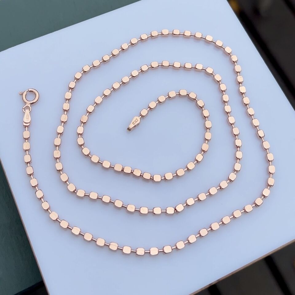 925 Ayar Gümüş Rose Gold Kaplama Melor Küp Zincir Kolye