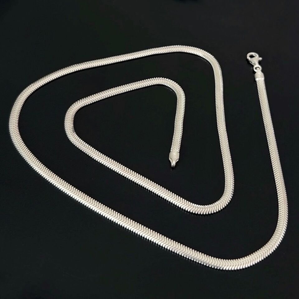 925 Ayar Gümüş Balık Sırtı Zincir Kolye 3 mm