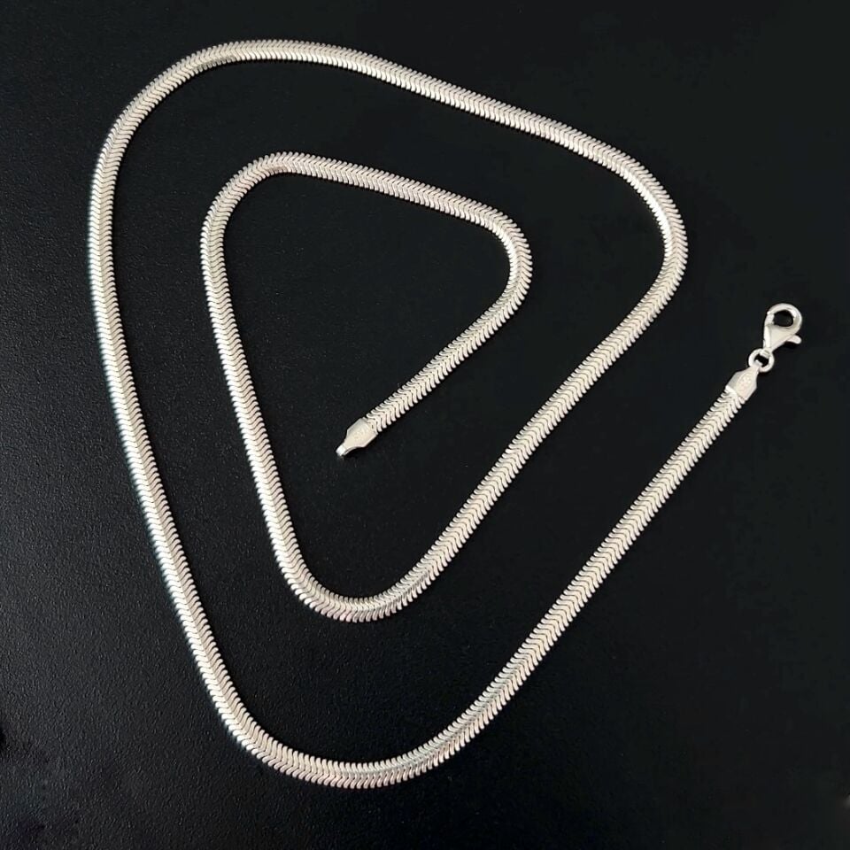 925 Ayar Gümüş Balık Sırtı Zincir Kolye 3 mm