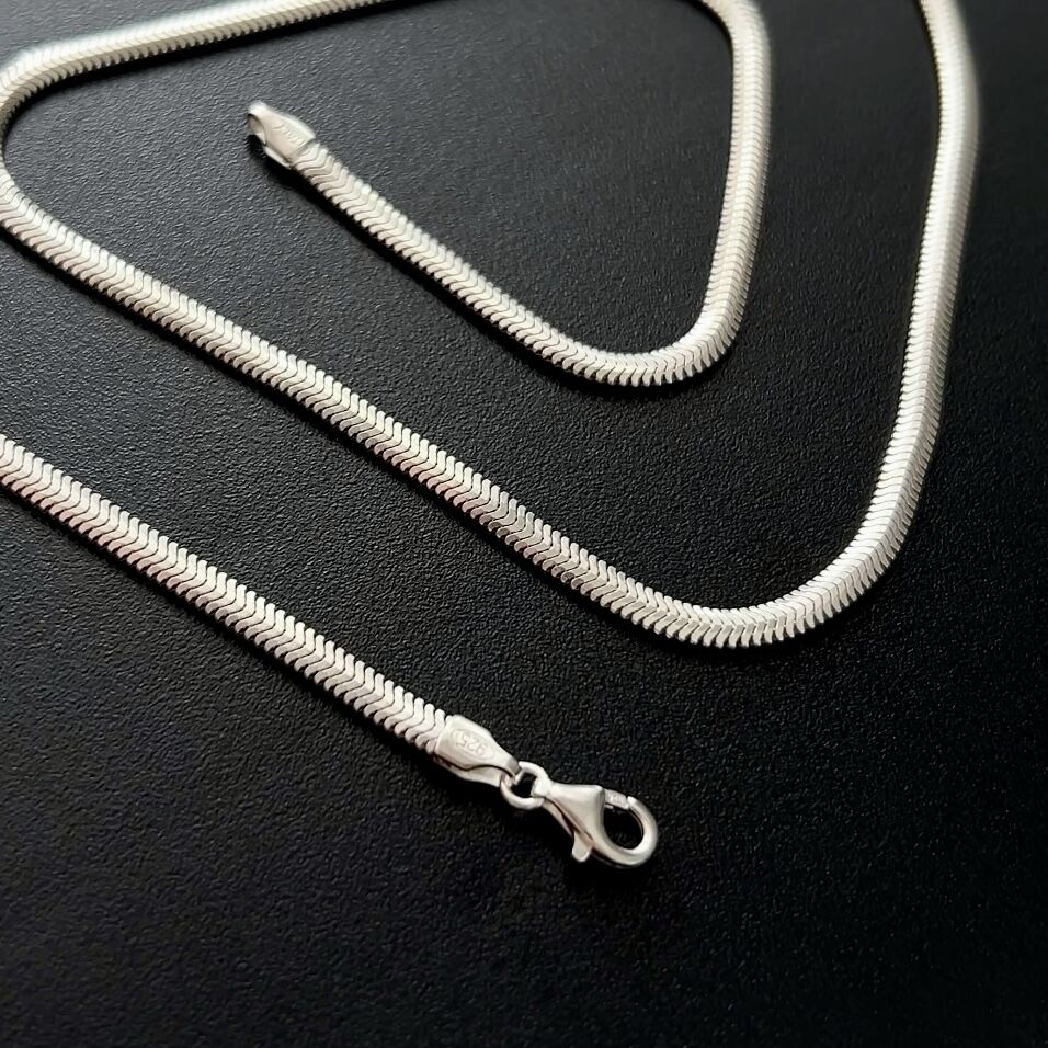 925 Ayar Gümüş Balık Sırtı Zincir Kolye 3 mm