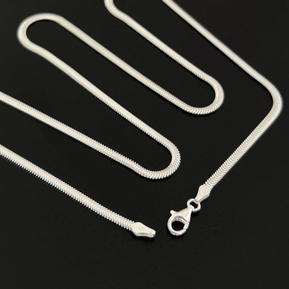 925 Ayar Gümüş Balık Sırtı Zincir Kolye 2 mm