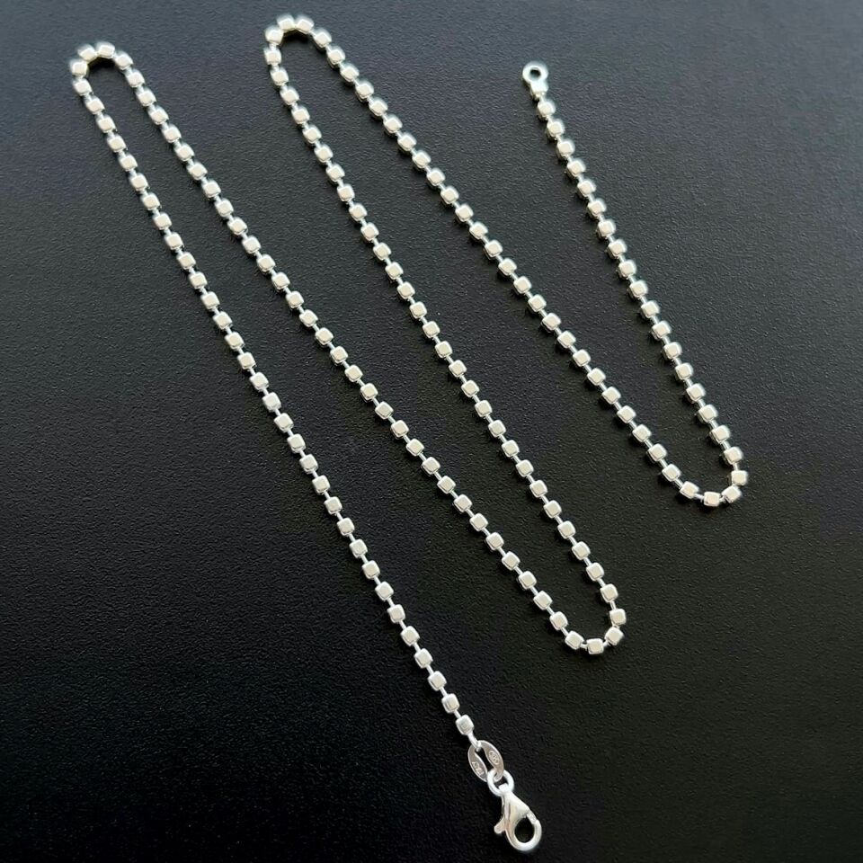 925 Ayar Gümüş Küp Zincir Kolye 1,5 mm