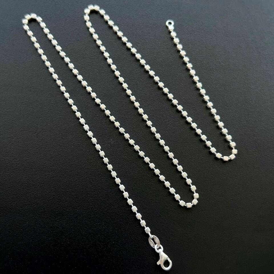 925 Ayar Gümüş Küp Zincir Kolye 1,5 mm
