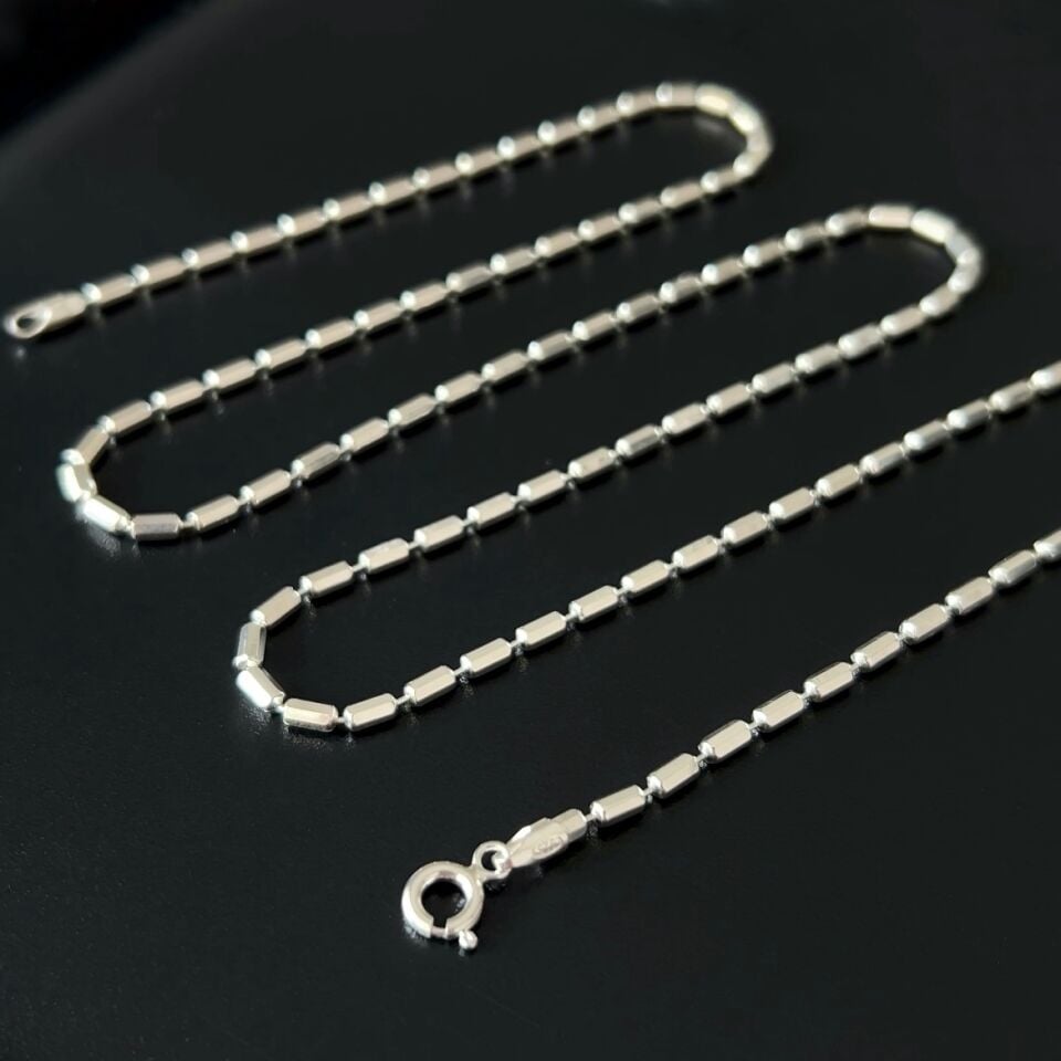 925 Ayar Gümüş Silindir Zincir Kolye