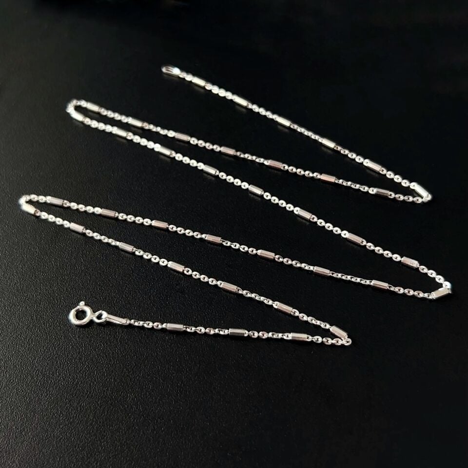 925 Ayar Gümüş Silindir Forse Zincir Kolye