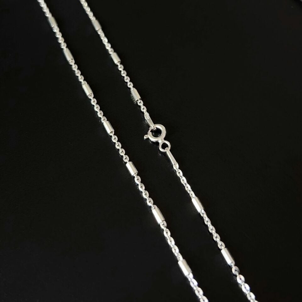 925 Ayar Gümüş Silindir Forse Zincir Kolye