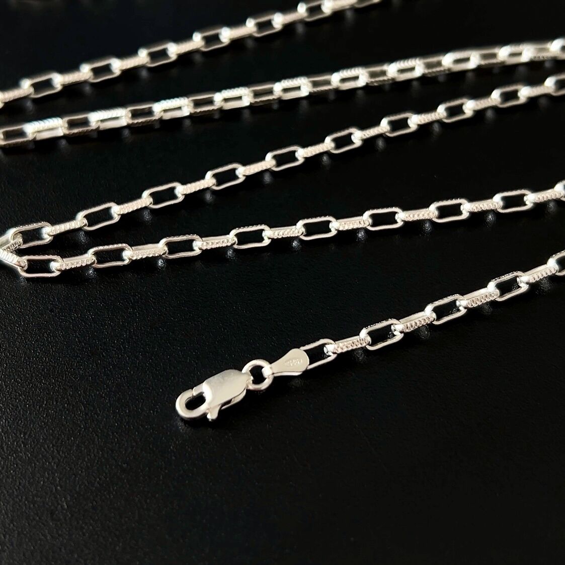 925 Ayar Gümüş Desenli Ataç Zincir Kolye