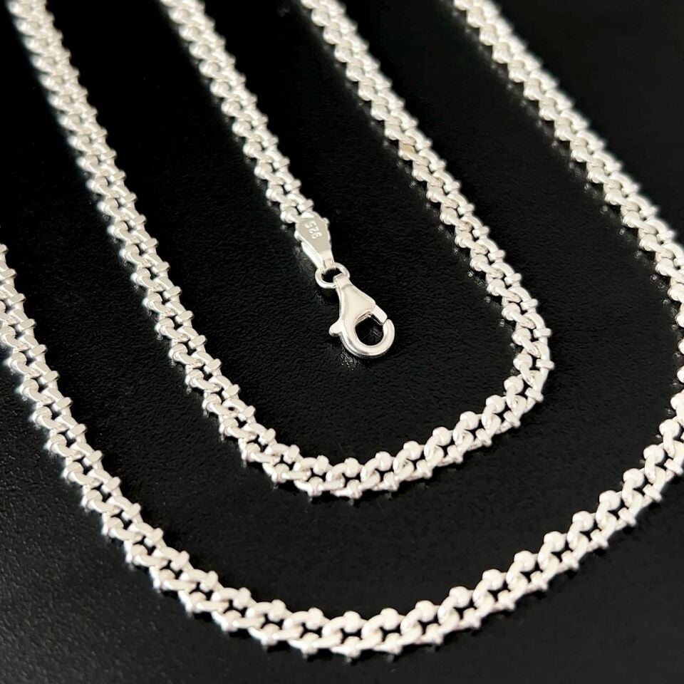 925 Ayar Gümüş Desenli Gurmet Zincir Kolye