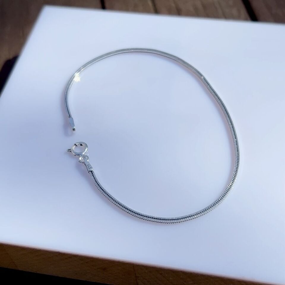 Oksitli Yılan Zincir Bileklik 1,5 mm 925 Ayar Gümüş