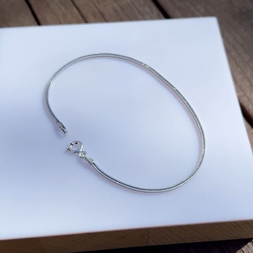 Oksitli Yılan Zincir Bileklik 1,5 mm 925 Ayar Gümüş