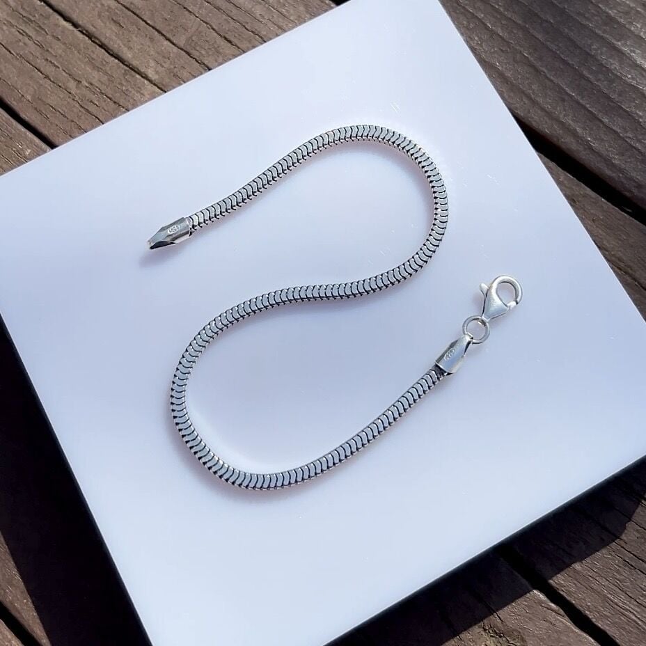 Rodyum Kaplama Yılan Bileklik 2,5 mm 925 Ayar Gümüş