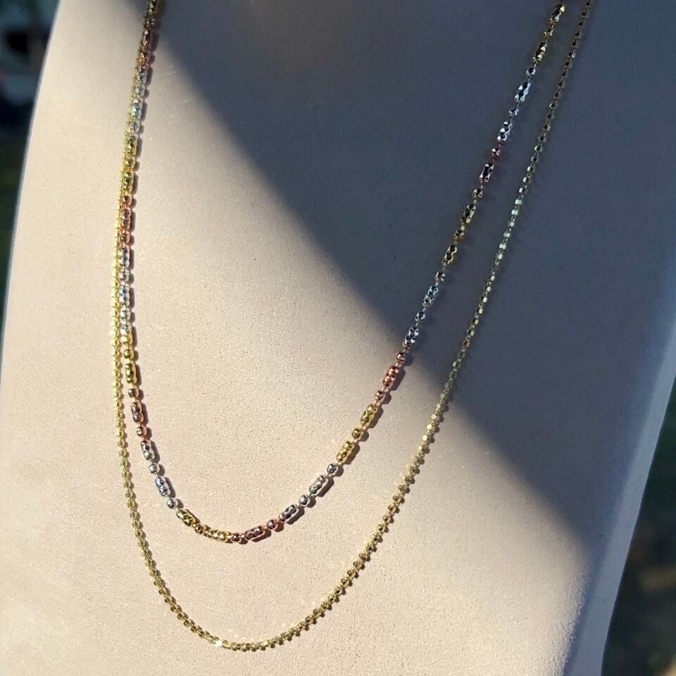 925 Ayar Gümüş Gold/Rose Gold Kaplamalı Siena Zincir Kolye